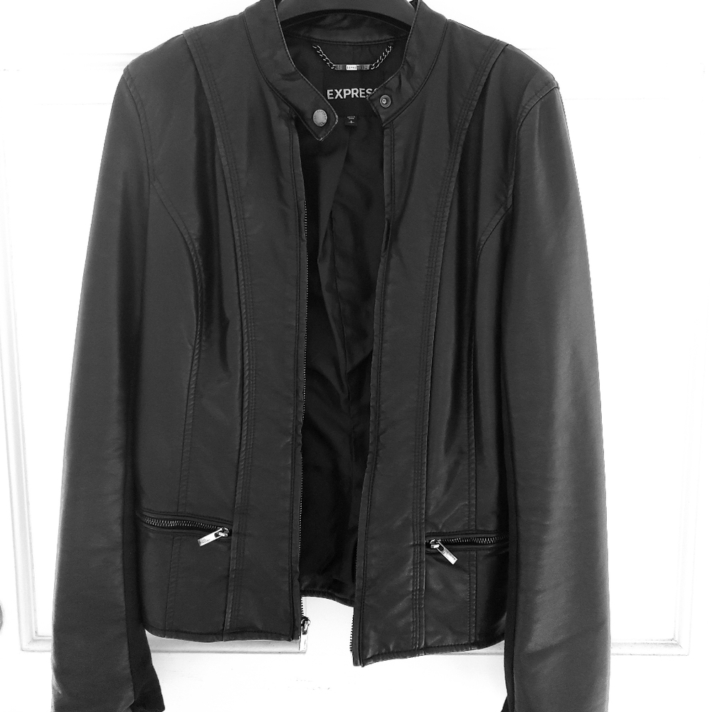 Black faux leather jacket
